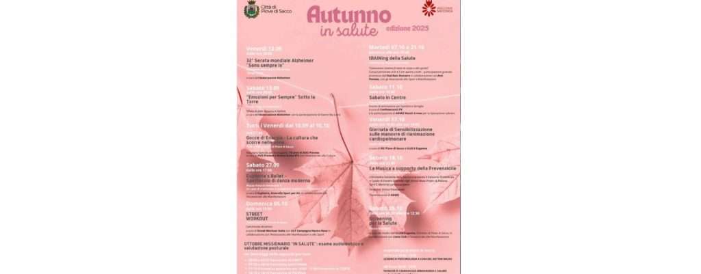 autunno in salute, le iniziative a Piove di Sacco con l'evento Admo